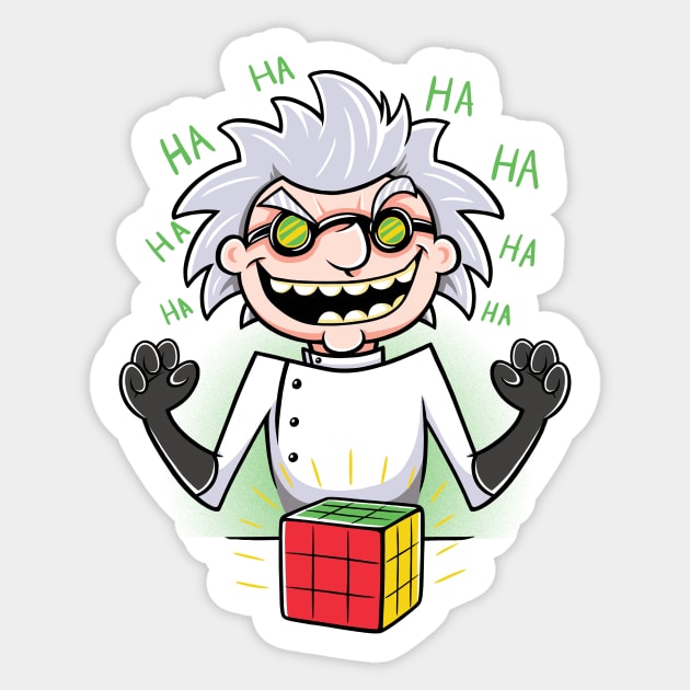 Crazed Cube Sticker by Nowlipie